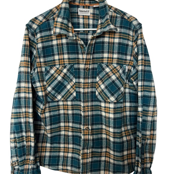 Timberland Men's Large Green Lumberjack Flannel Button-Up Shirt! Size Medium - Picture 8 of 12